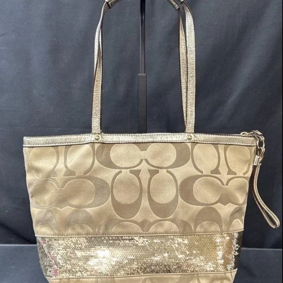 Coach Metallic Gold Signature Tote